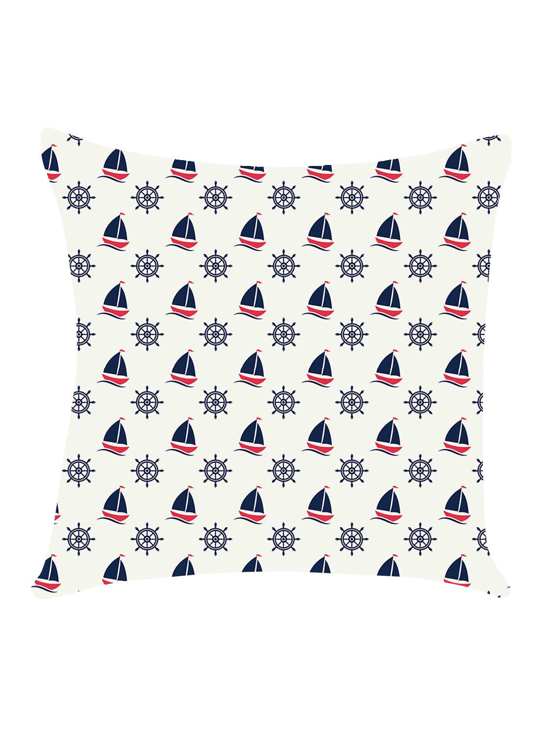 ambbi collection digitally printed cushion cover nautical print- boat & wheel allover - 13214916 - Zoom Image - 0