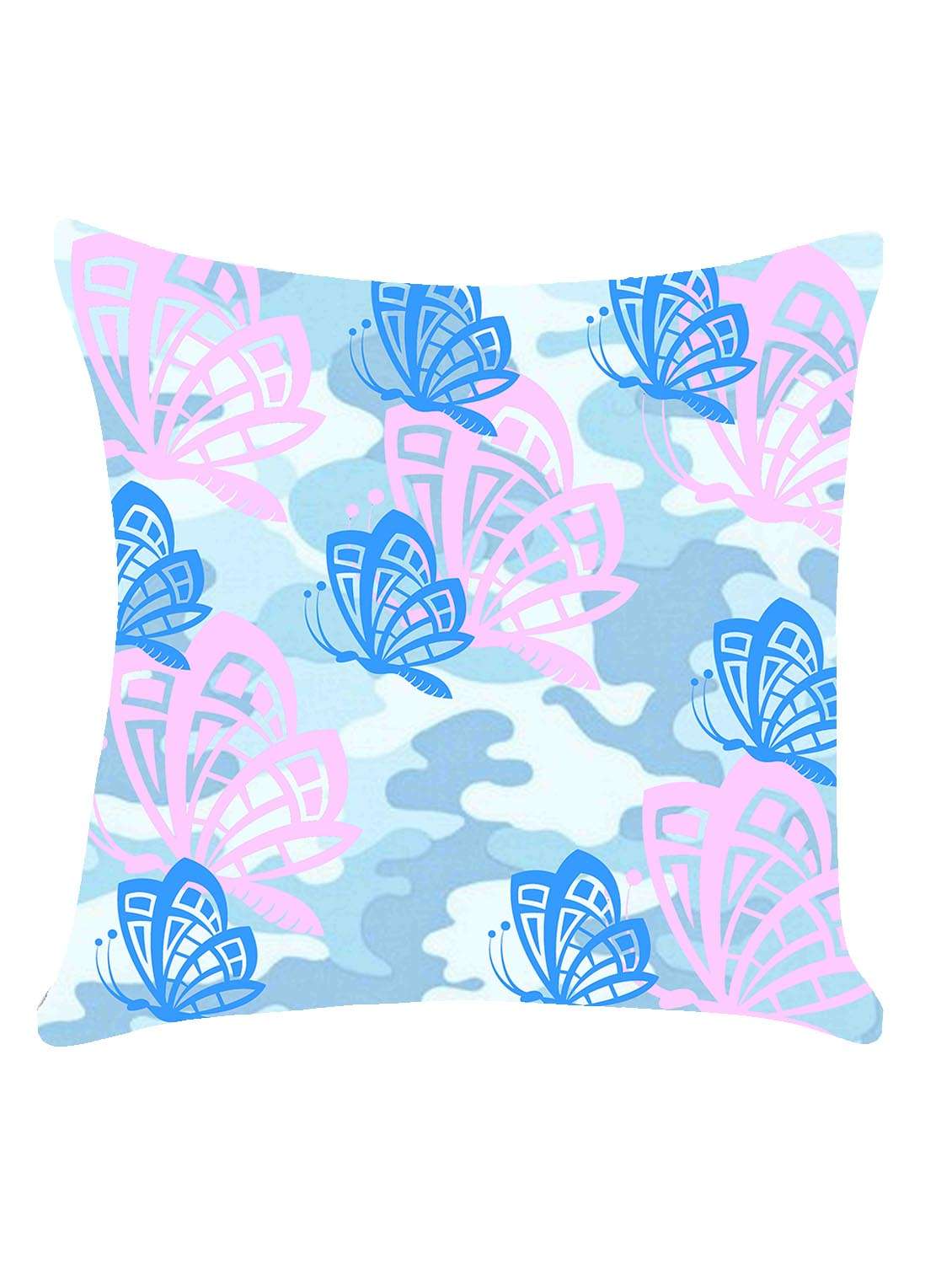 ambbi collection digitally printed cushion cover camouflage background & butterflies over it
