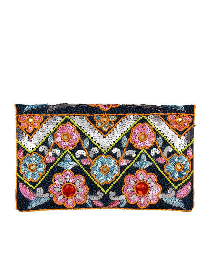 black cotton ethnic clutch - 13216371 -  Standard Image - 1