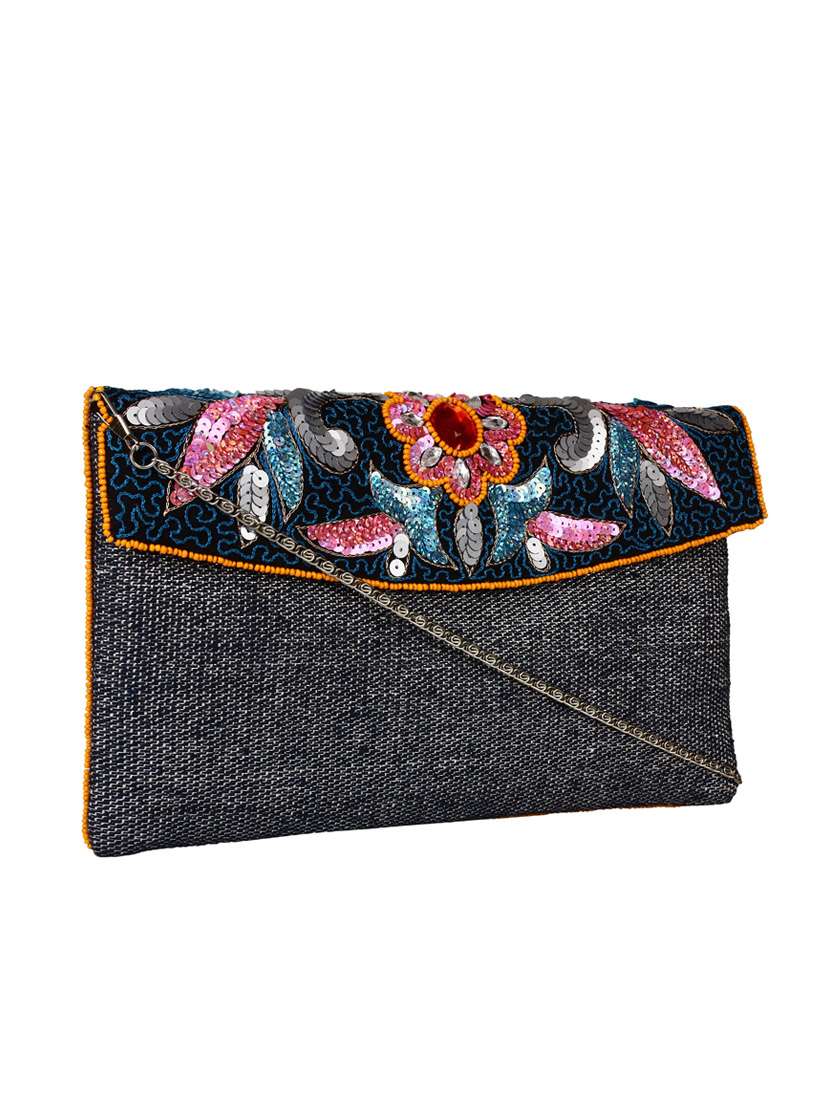 black cotton ethnic clutch - 13216371 -  Standard Image - 4