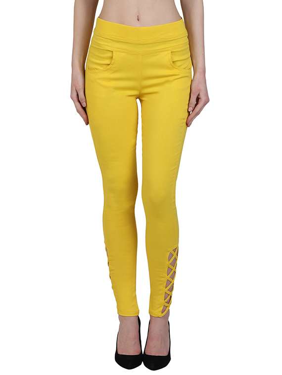 yellow cotton jeggings