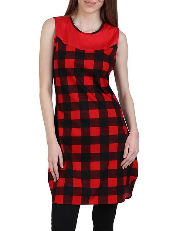 red cotton a-line kurta