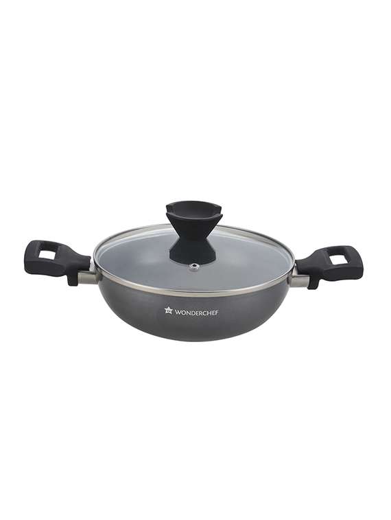 wonderchef ballerina wok with lid 20cm - 1.38l