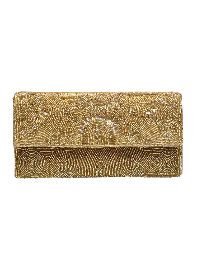 gold cotton clutch
