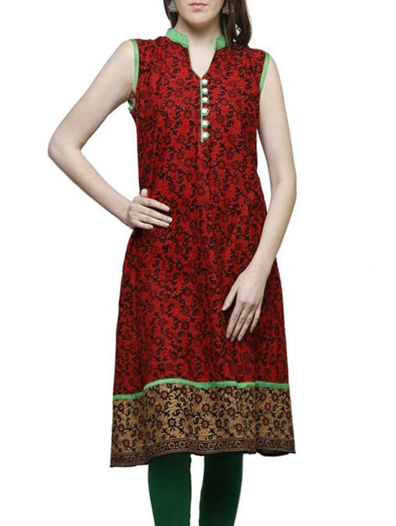 red cotton aline kurta