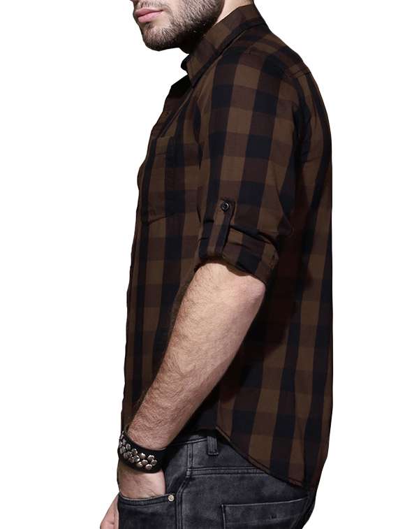 brown cotton casual shirt - 13247806 - Standard Image - 1