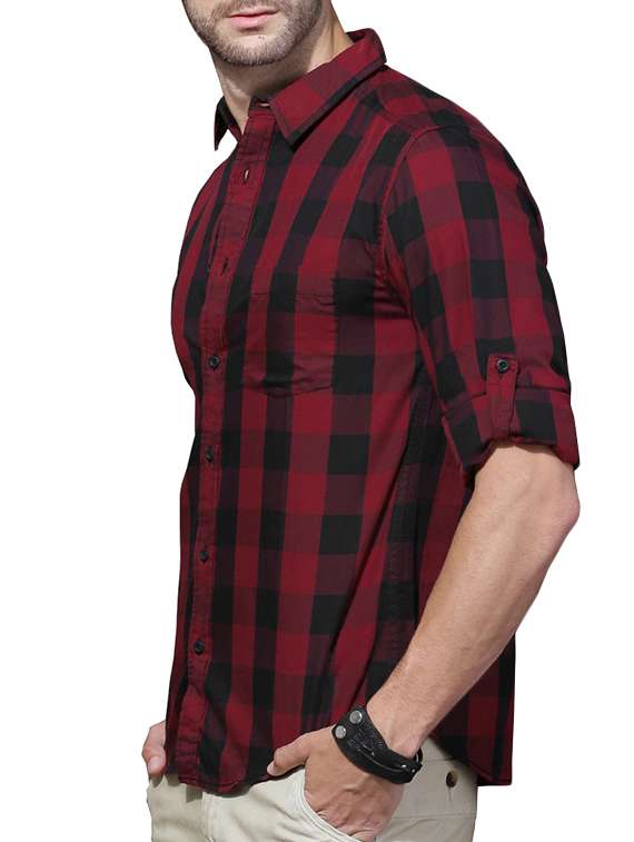 red cotton casual shirt - 13247807 -  Standard Image - 1