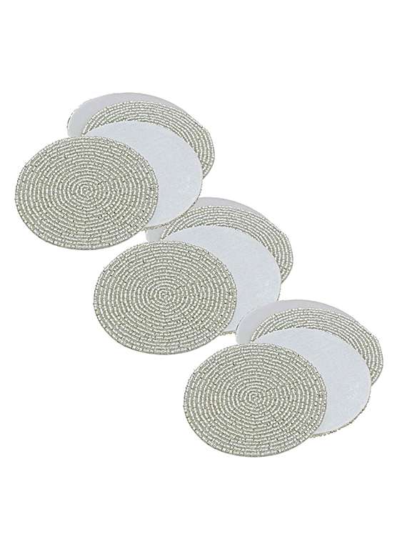 silver beaded tea coasters