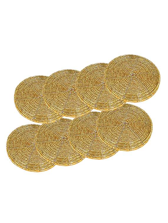 gold beaded tea coasters