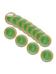 Handmade Green & Golden Beaded Coffee Tea Coasters