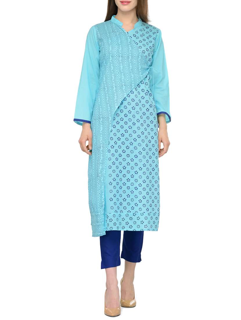 turquoise cotton long kurta