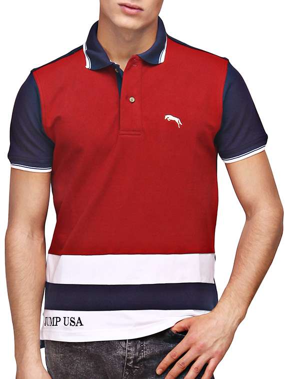 red cotton striped t-shirt