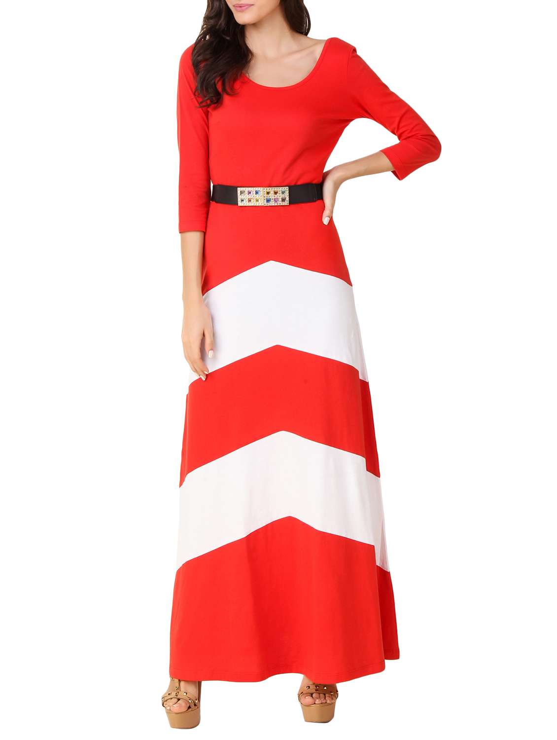 red jersey maxi dress
