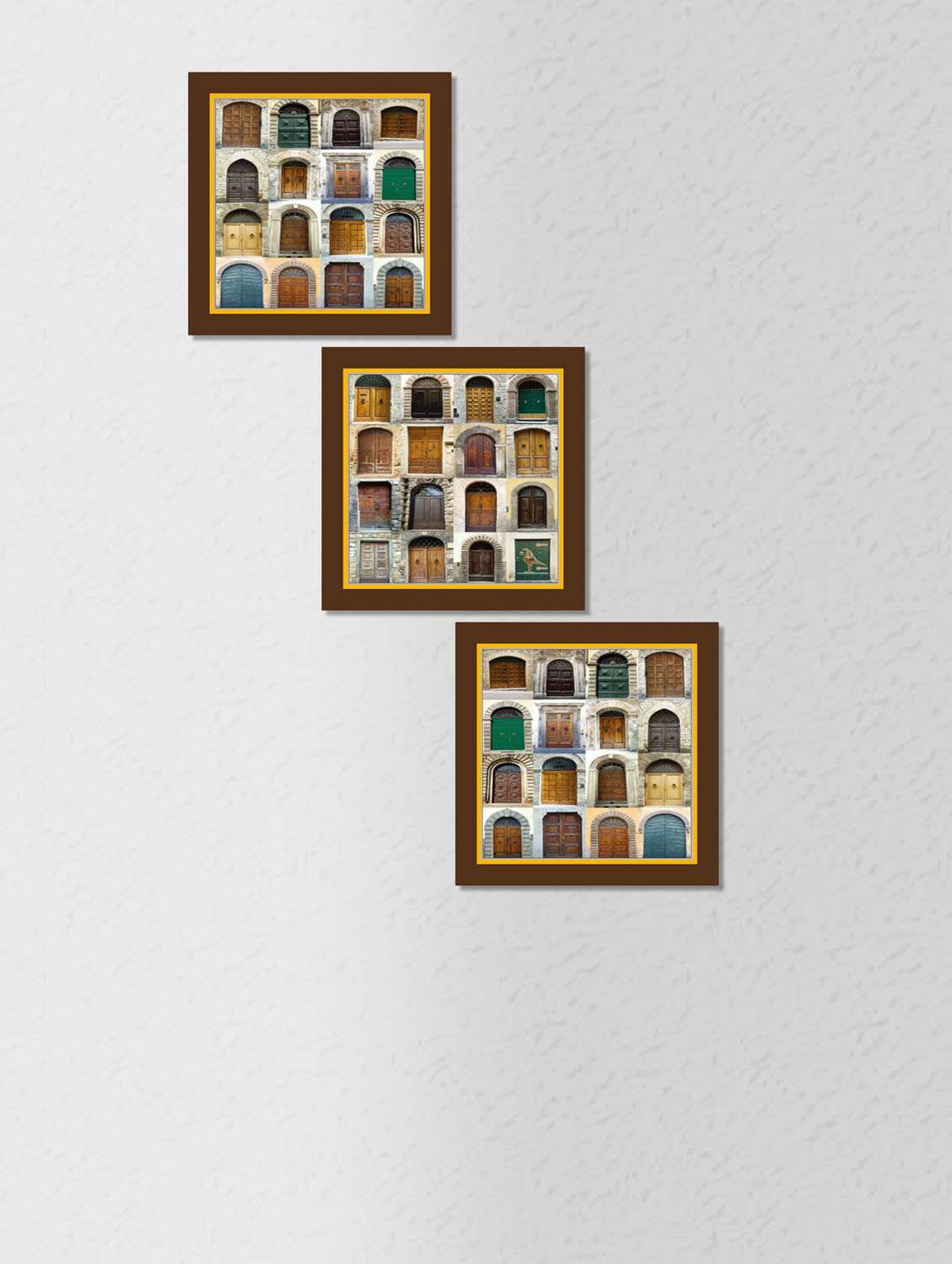 multicolored synthetic wood and paper abstract art  wall painting with frame