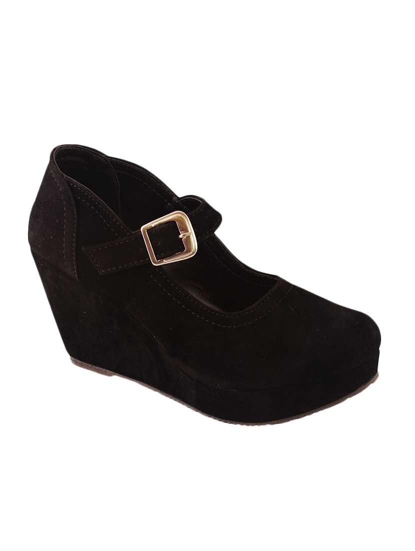 black ankle strap wedge