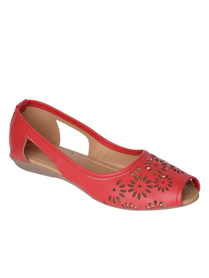 red faux leather slip on sandals