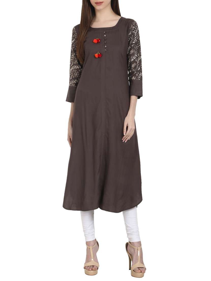 brown rayon  flared kurta