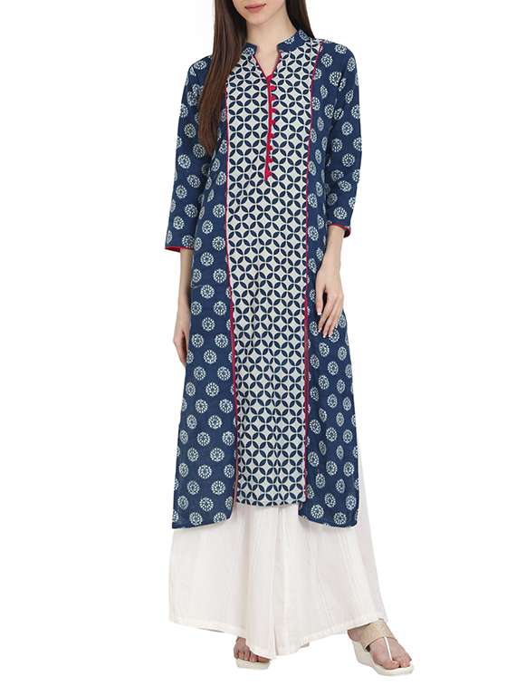 indigo cotton straight kurta