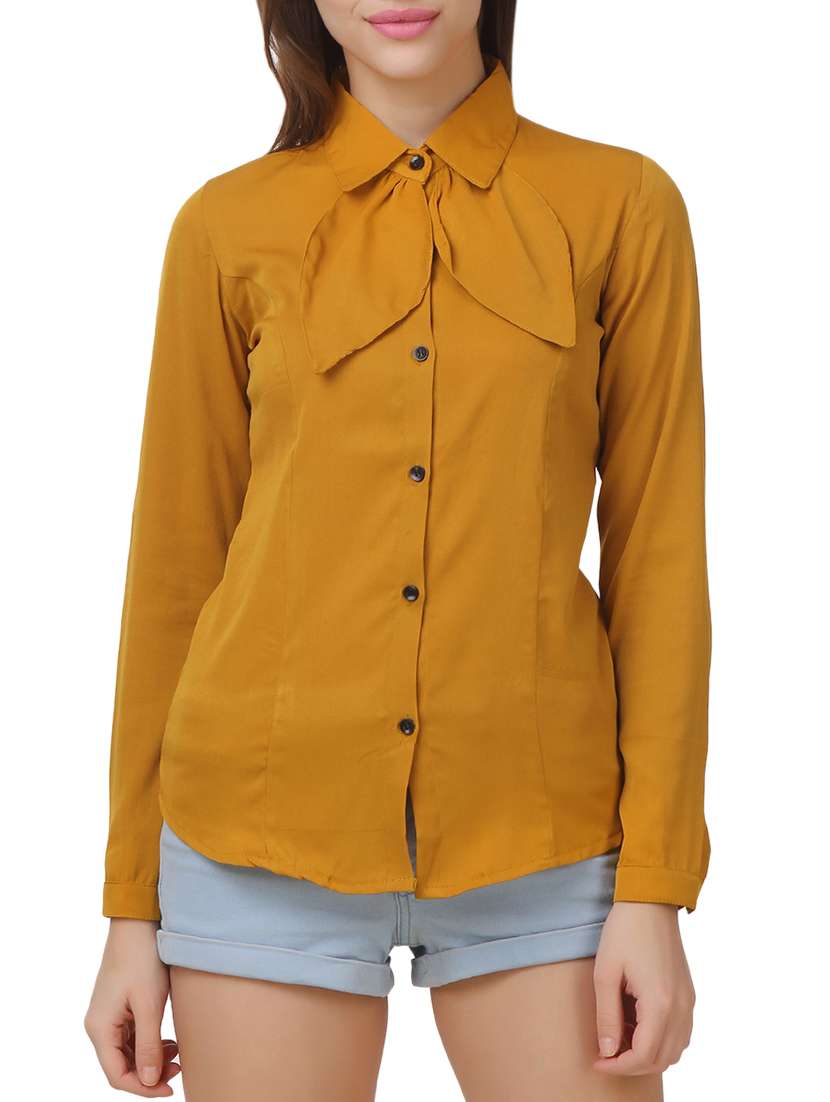 solid mustard full sleeved shirt