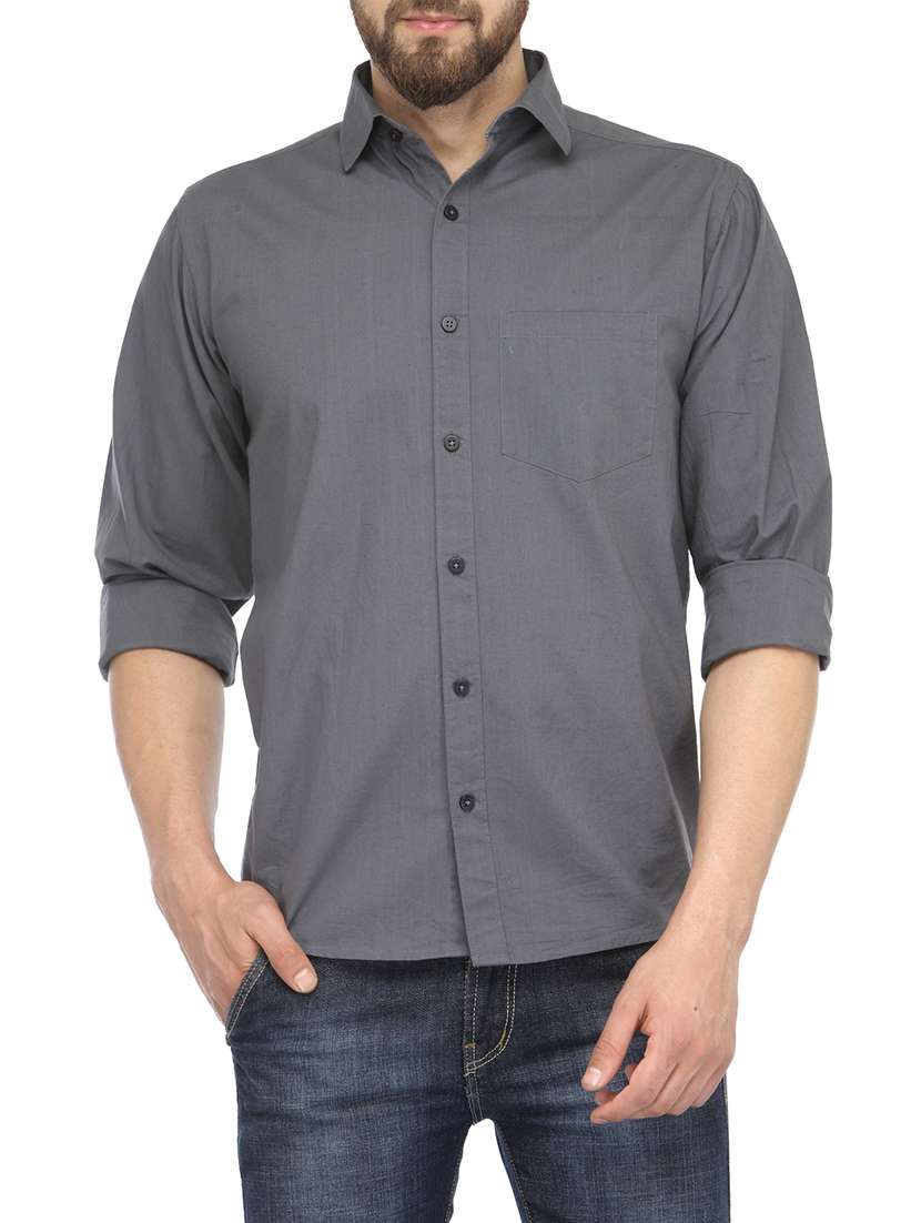 grey solid casual shirt