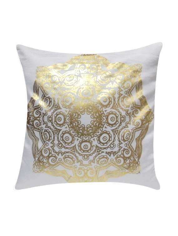 ambbi collection printed cushion cover with foil print traditional design in the center