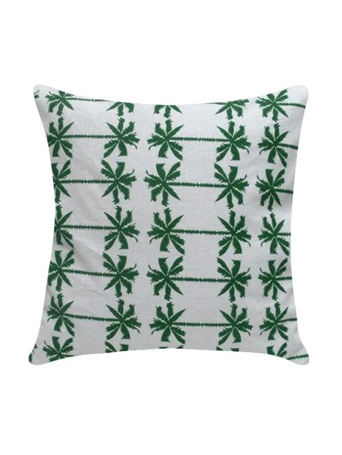 ambbi collection printed cotton cushion cover with coconut tree's mirror image vertical stripes in green - 13271260 -  Standard Image - 0