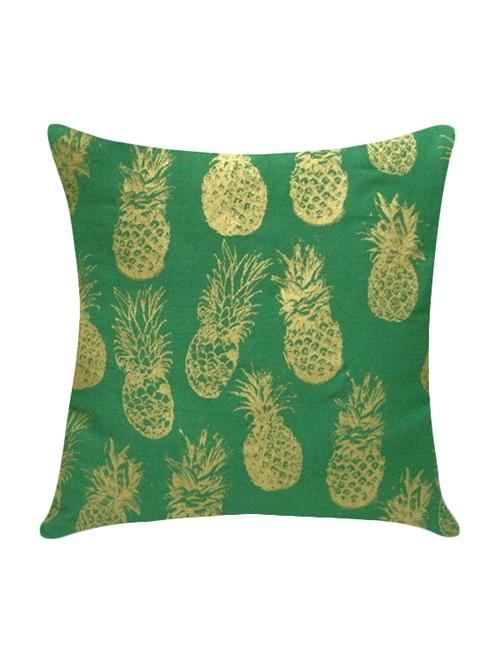 ambbi collection printed cotton cushion cover with pineapple randomly placed over green base - 13271262 -  Standard Image - 0