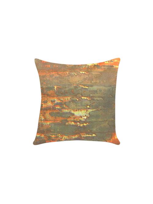 ambbi collection printed cotton cushion cover with wood effect in orange & grey color - 13271265 -  Standard Image - 0