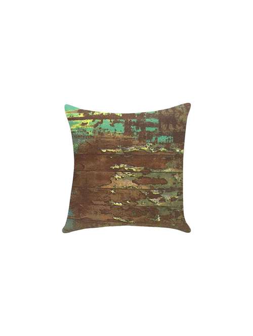 ambbi collection printed cotton cushion cover with wood effect in brown & green color - 13271267 -  Standard Image - 0
