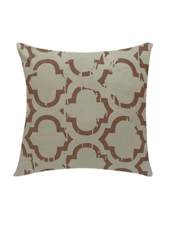 ambbi collection printed linen cushion cover with distorted vintage print - 13271269 -  Zoom Image - 0