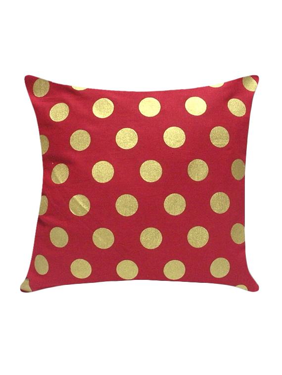 ambbi collection printed cotton cushion cover with gold polka dots