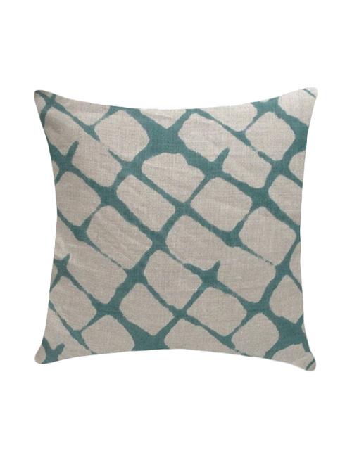 ambbi collection printed linen cushion cover with distorted hazy diagonal checks - 13271280 - Standard Image - 0