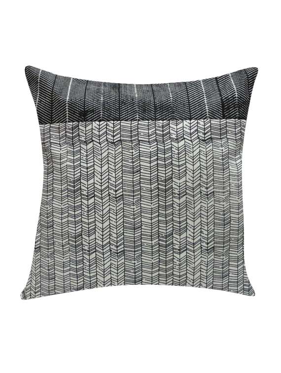 ambbi collection printed cotton cushion cover with black & white hazy lines