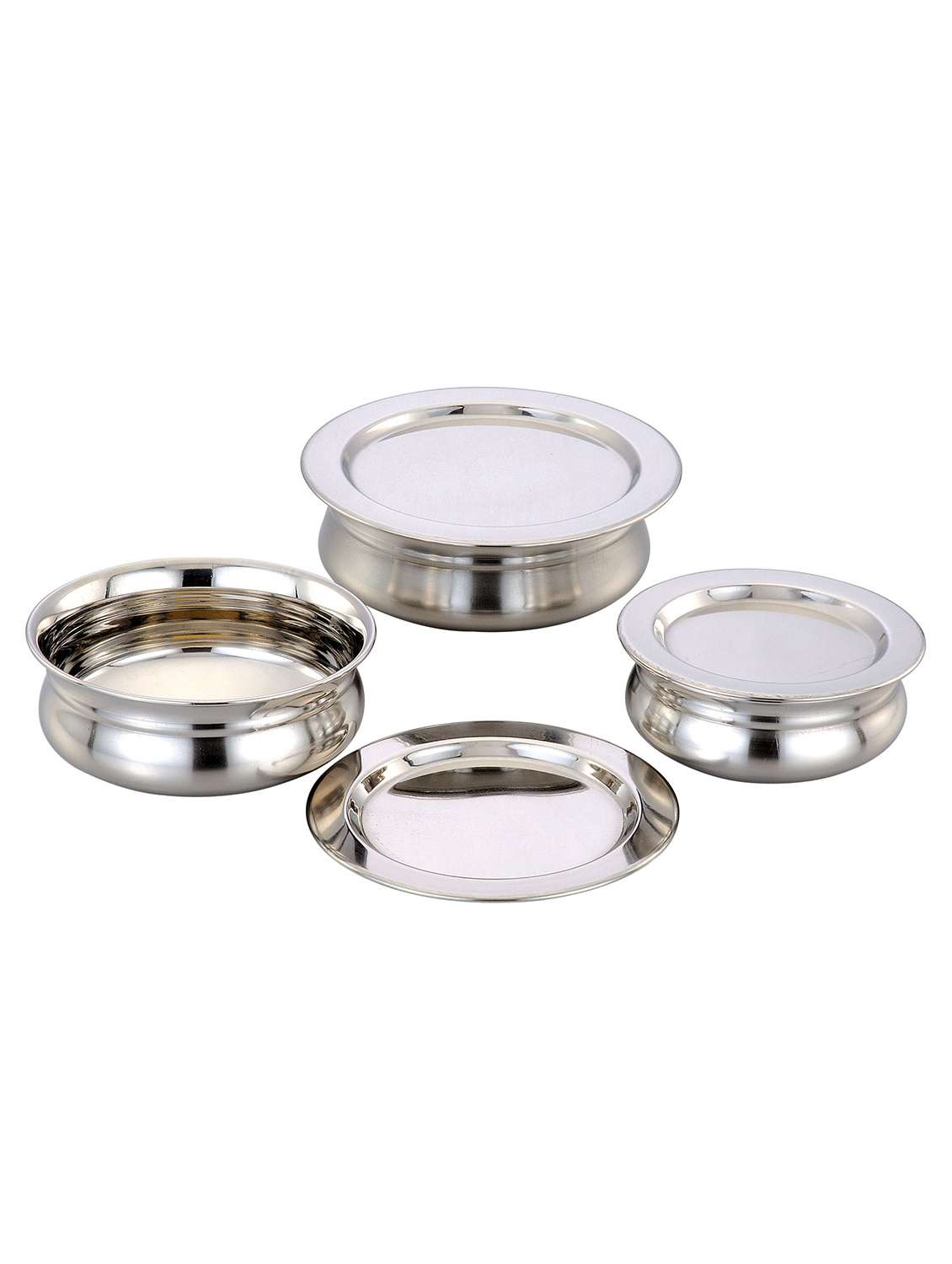 3pcs silver touch dish with glass lid
