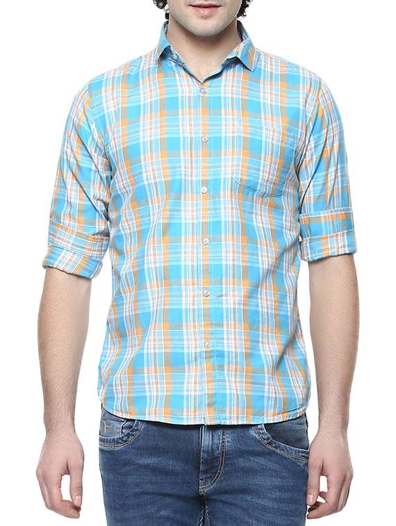 blue cotton casual shirt