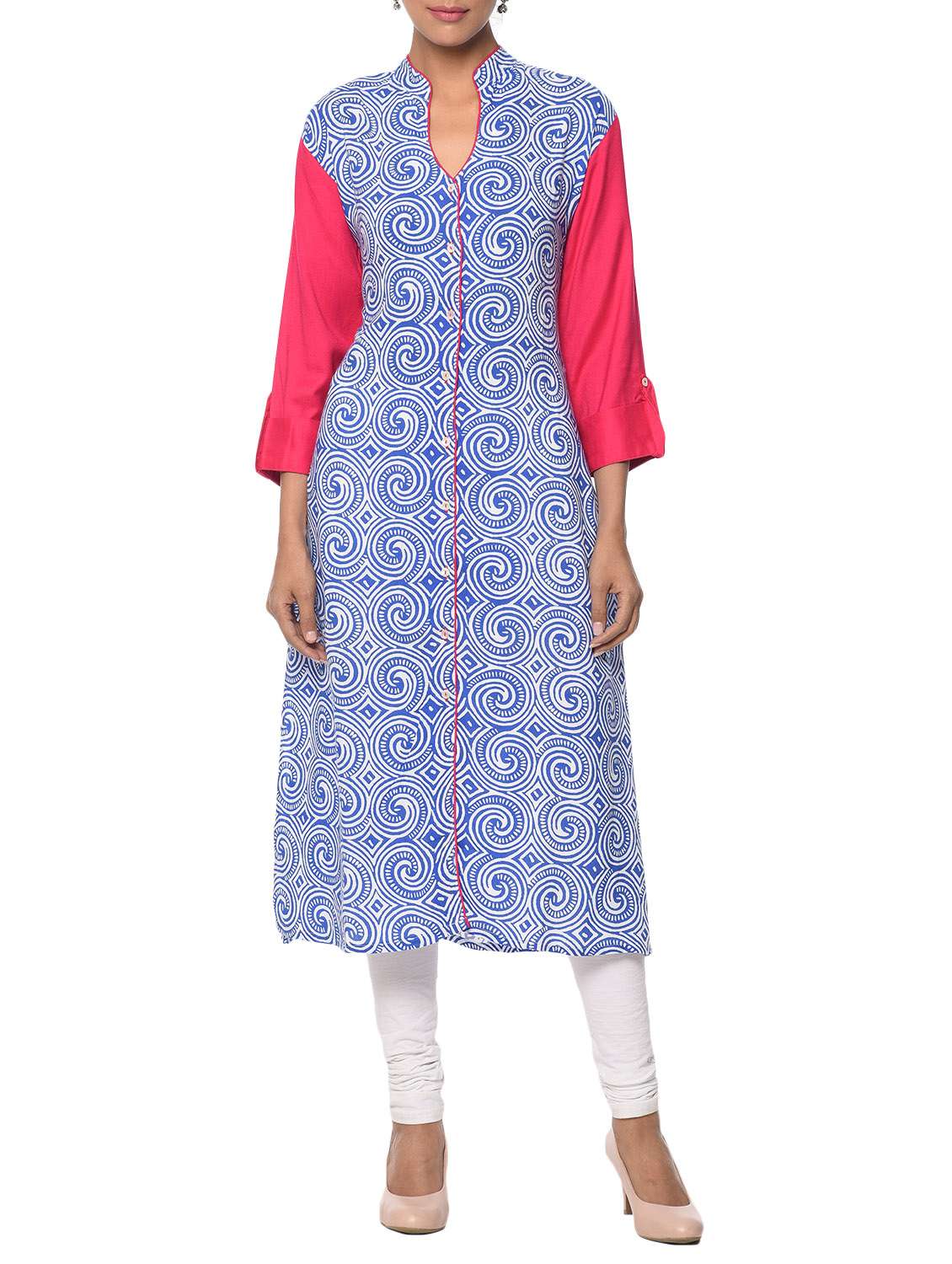 blue cotton straight kurta