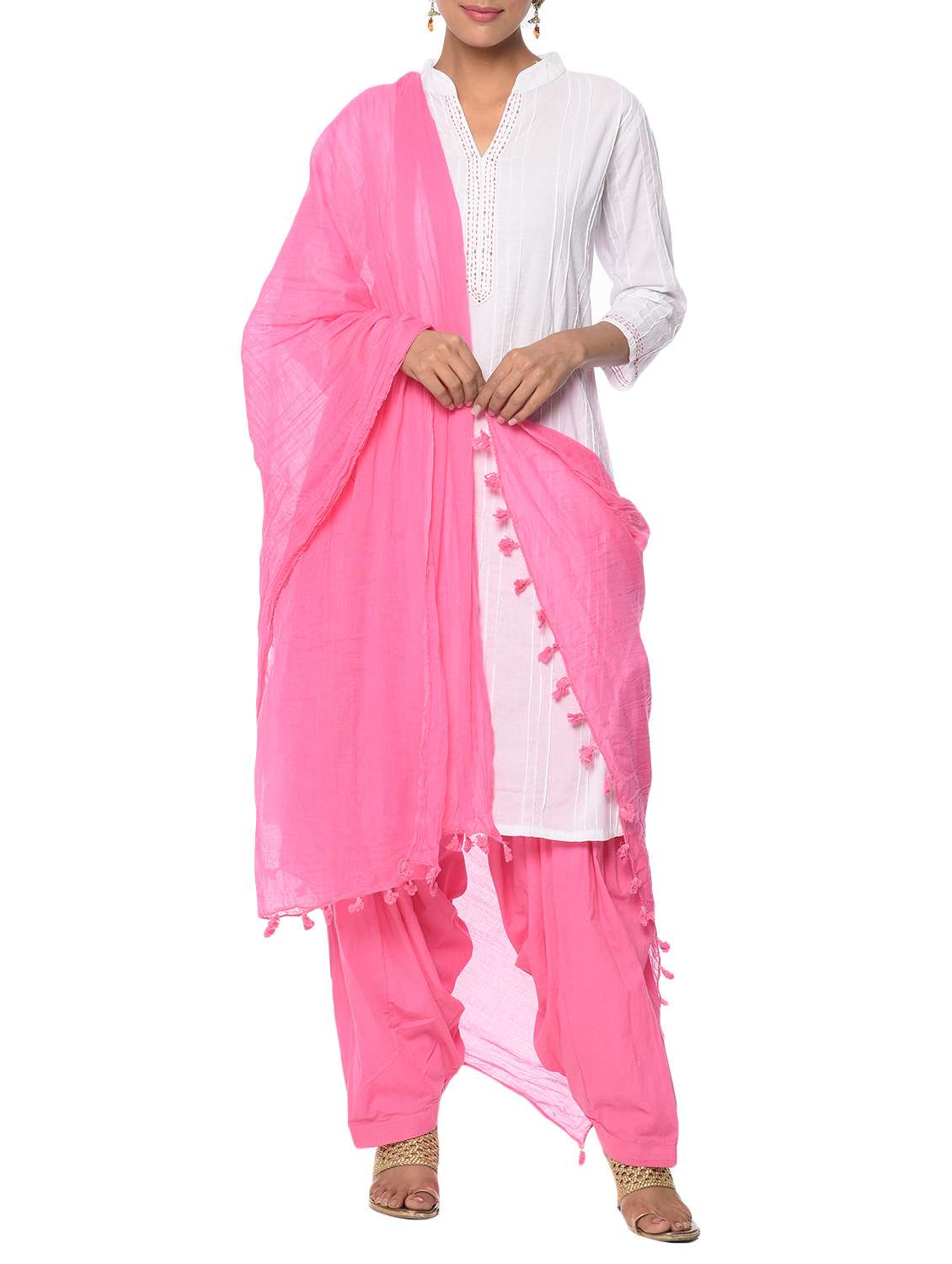 PINK cotton patiyala salwar and dupatta combo