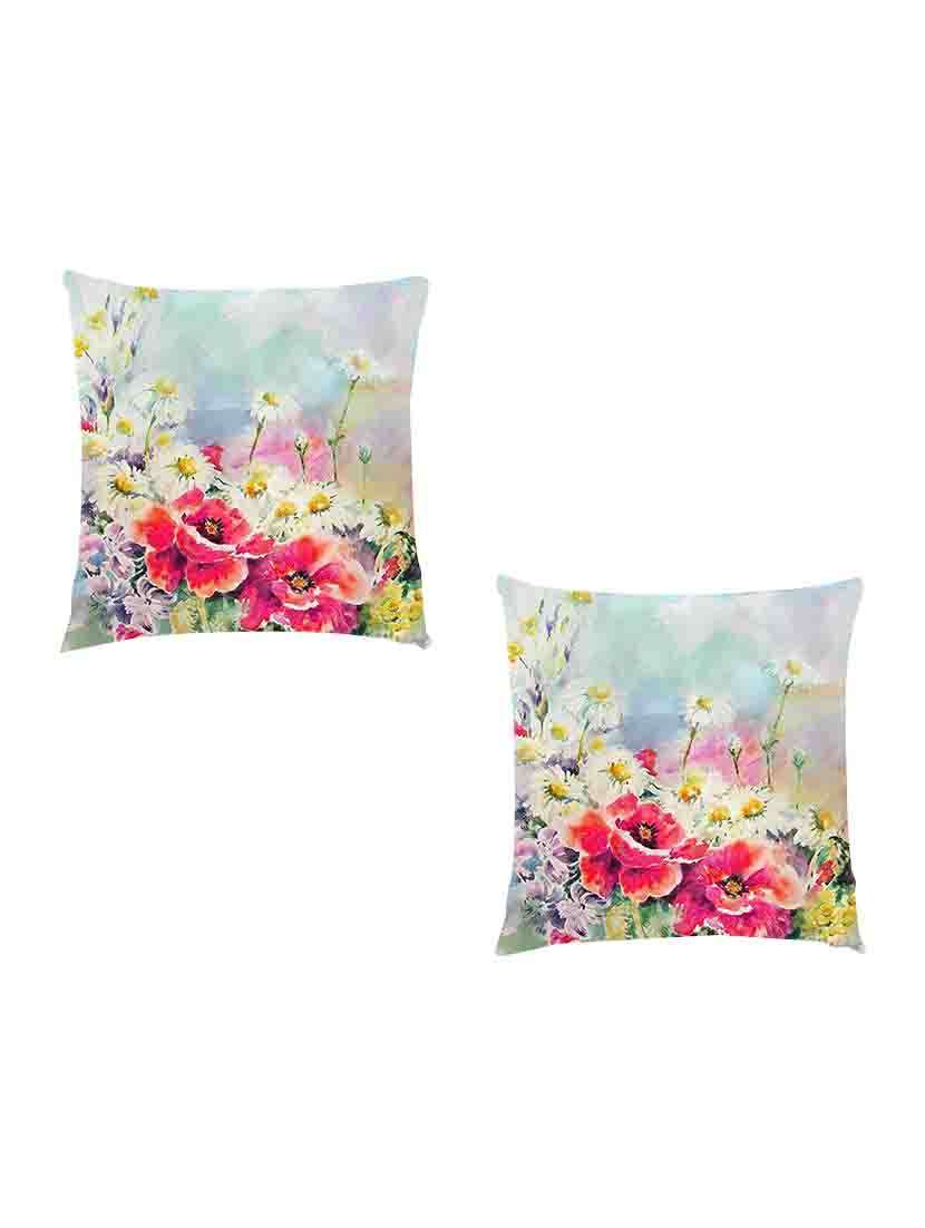 digitally printed cushion cover of painted flower look set of two