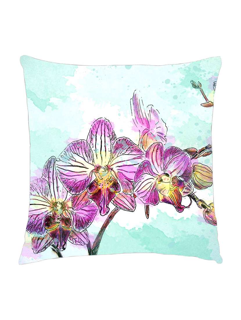 digitally printed cushion cover of pink and yellow flowers