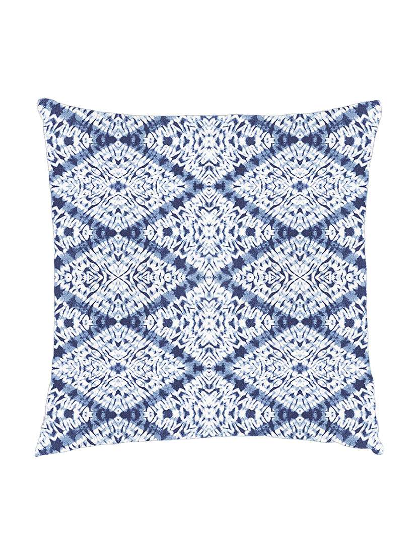digitally printed cushion cover of blue ikat look