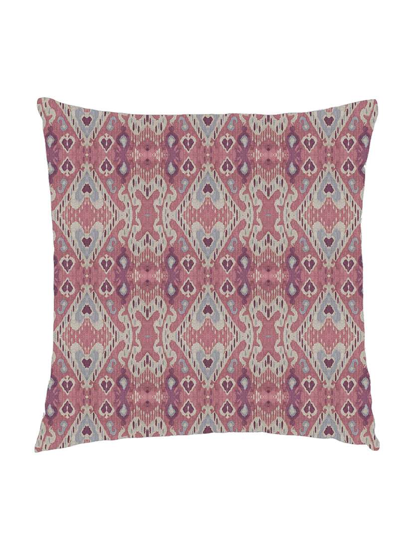 digitally printed cushion cover of pink ikat look