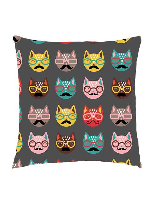 digitally printed cushion cover of funky cat faces - 13285760 - Standard Image - 0