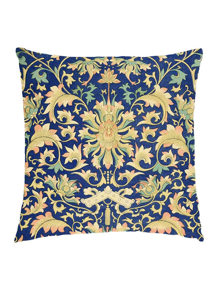 digitally printed cushion cover of vintage wall art - yellow and blue