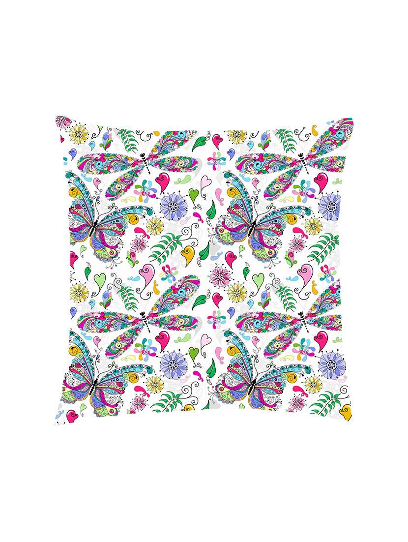 digital printed cushion cover with colorful flower and  butterflies
