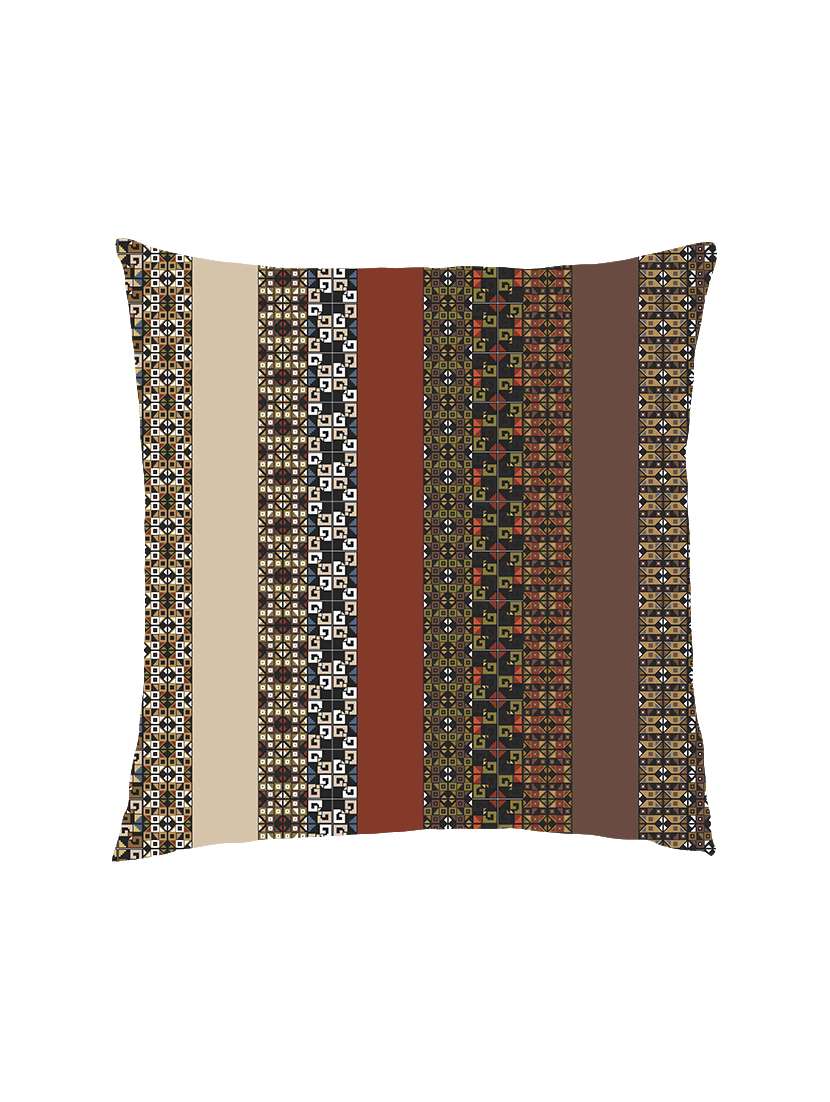 digital printed cushion cover with geometric patch design