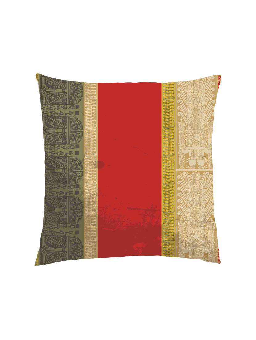 digital printed cushion cover with red tribal design