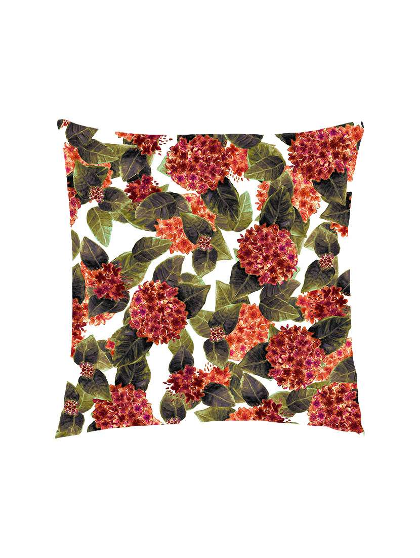 digitally printed flowers & leafs design satin cushion cover