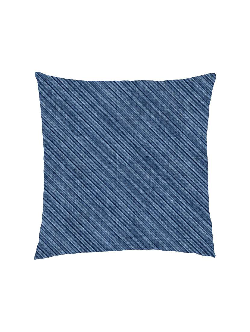 digitally printed diagonal lines & denim effect satin cushion cover