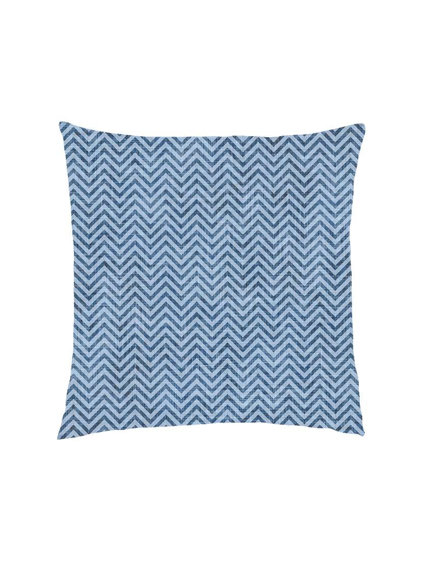 digitally printed burlap look & zig-zag lines satin cushion cover