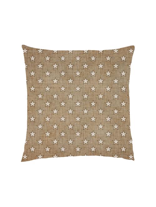 digitally printed burlap look & stars over it. satin cushion cover - 13285963 -  Standard Image - 0